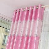 定制成品欧式粉色郁金香结婚婚房客厅卧室落地平面窗遮光窗帘布料