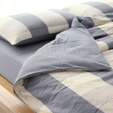 MUJI日式简约风格水洗棉四件套床笠床单纯棉大格子新疆棉床上用品