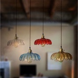 彩色玻璃单头民国工业复古个性 创意咖啡厅吧台莲花新的 中式吊灯