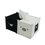 3D十字绣套件立体绣毛线绣纸巾盒抽纸盒卡通黑白猪客厅新款钻石画