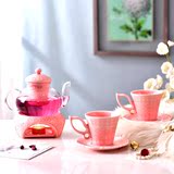 装创意陶瓷耐热玻璃花果茶壶茶具水果茶壶加热底座茶杯礼品结婚套