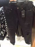 【国内现货】Saint Laurent SLP/YSL 黑色水洗大破坏刀割牛仔裤