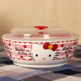 陶瓷三格碗饭盒微波炉分隔便当带盖分格保鲜碗三格盘送勺送筷包邮