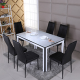 理石钢化玻璃餐桌椅组合餐桌伸缩欧式餐桌餐台组合AB小户型实木大