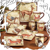 欧美手绘动物猫头鹰餐具厨房创意狐狸鹿餐具瓷器套装碟碗盘杯套装