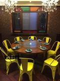 美式复古铁艺餐桌椅实木餐桌圆桌餐厅桌酒店桌咖啡厅桌椅彩色椅子