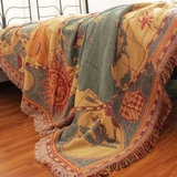 美式乡村加厚三人座沙发三层地图纯棉线毯多功能床罩沙发巾沙发套