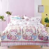 kitty凯蒂猫粉色公主韩版可爱全纯棉卡通儿童四件套被套床上用品