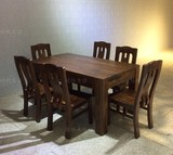 北美黑胡桃家具 黑胡桃木餐桌全实木餐台1.6米长方形圆角现代中式
