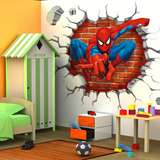 卧室客厅儿童房装饰贴纸蜘蛛侠电影人物立体穿墙外贸仿真墙贴Y006