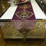 |eto|欧式奢华新古典丝绒刺绣桌旗餐桌布台布餐垫床旗3色