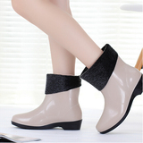 水鞋雨鞋雨靴女士韩国时尚冬季夏季两用加绒保暖防滑防水套鞋
