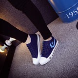 2016春季帆布鞋女鞋韩版休闲板鞋学生蓝色平底单鞋低帮薄底帆布鞋