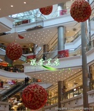大型商场中庭吊饰装饰1-3米钢筋大花球仿真玫瑰花球挂饰 开业美陈