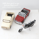 外贸 树脂汽车模型小货车小皮卡摩托车装饰摆件道具拍摄陈列白色