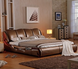 2015新款皮艺软床 床 双人床 1.8米婚床 欧式实木床 1.5米真皮床