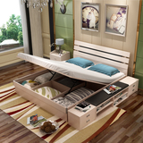 木月特价家具简约现代板式床大床1.5米1.8气动收纳高箱储物双人床