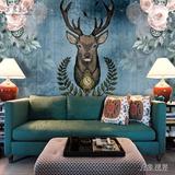 3D美式田园木纹鹿客厅沙发卧室电视背景墙无缝无纺布壁纸壁画墙纸