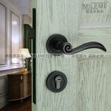 德国米莱米正品室内门锁美式分体锁欧式简约仿古黑色门锁纯铜锁芯