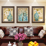 复古美式现代简欧式客厅装饰画沙发背景墙有框三联画墙画壁画挂画