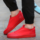 春季男士布鞋红色低帮韩版板鞋透气潮男鞋子夏季休闲鞋个性旅游鞋