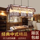 创意现代简约时尚木艺楼梯阳台餐厅吊灯古典镂空雕花中式灯具