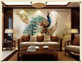 现代中式电视背景墙瓷砖 沙发客厅背景墙3D艺术雕刻壁画 孔雀呈祥