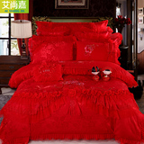 大红婚庆新婚四六八十件套结婚双人提花被套床单式1.8m床上用品