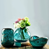 预售彩色花器摆件工艺品家居客厅摆设干花水晶玻璃花瓶水培瓶餐桌
