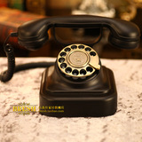 派拉蒙旋转拨号盘1928欧式仿古老式复古电话机机械铃创意家用座机