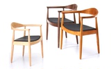 美式餐椅实木椅子肯尼迪总统椅高级茶室餐厅椅真皮电脑椅座椅