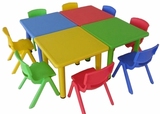 幼儿塑料桌椅/正方形桌/课桌/幼儿园桌红蓝黄绿/儿童桌子可升降