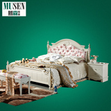 韩式田园床实木雕花烤漆象牙白双人床软靠高箱床储物公主床婚床