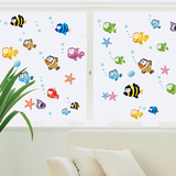 儿童房卡通泡泡鱼墙贴纸 可移除卫生间厨房装饰 创意冰箱随意贴画