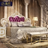 全实木床1.8米欧式床双人床实木床公主床1.5雕花奢华婚床描金家具