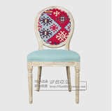 现货 美式乡村餐椅 欧式新古典实木餐椅 酒店咖啡厅餐椅 法式书椅