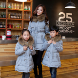 2015冬装中长款亲子装棉服母子母女装外套潮女童男童棉衣加厚韩版