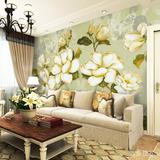 大型客厅电视餐厅卧室背景墙壁纸壁画墙纸装饰画绿色复古油画花卉