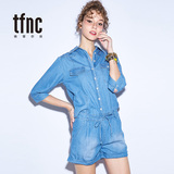 TFNC2016韩版牛仔连体裤女夏短裤休闲连体装女夏修身露腰显瘦薄款