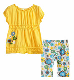 一岁宝宝夏末秋季套装 女0-1-2-3-4岁婴儿衣服 夏季短袖七分裤