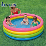 intex正品荧光三色充气游泳水池婴儿专用彩色圆形澡盆充气底部