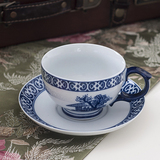 新中式手绘陶瓷青花咖啡杯碟 茶杯 景德镇骨瓷杯碟套装促销包邮