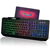 黑爵X5最新款游戏三色背光笔记本键盘 七彩+缝隙发光USB 防水LOL
