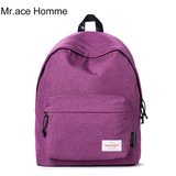 Mr.ace Homme双肩包女韩版潮帆布休闲纯色背包男中学生书包电脑包