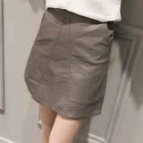 2016春装女装韩国新款高腰PU皮裙A字短裙仿皮半身裙子女显瘦包臀