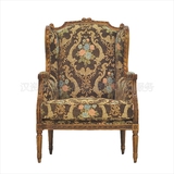 欧式古典实木雕花布艺单人沙发 椅漫咖啡休闲椅餐椅厂家定制促销