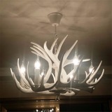 美式乡村餐厅灯具创意艺术鹿角吊灯北欧客厅卧室地中海白色鹿角灯