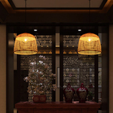 创意时尚餐厅灯东南亚风格田园餐桌灯个性竹编吊灯北欧灯简约现代