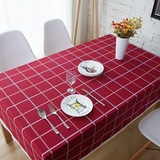 长方形格子台布布艺西餐桌布 红色长方形正方形全棉茶几巾 圆桌布