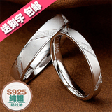 热卖925纯银情侣戒指活口一对 男女开口韩版创意对戒订婚结婚刻字
